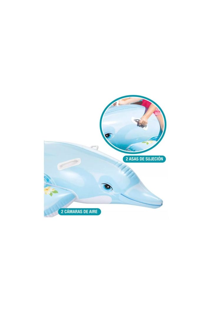 Flotador Inflable Delfín  Montable Con Asas Intex 175cm NIÑOS-2