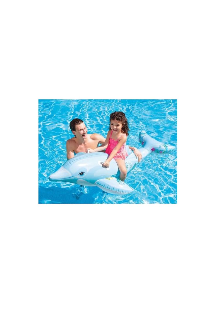 Flotador Inflable Delfín  Montable Con Asas Intex 175cm NIÑOS-4