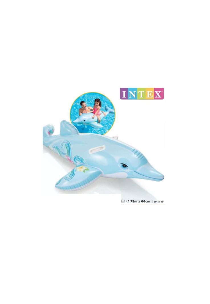 Flotador Inflable Delfín  Montable Con Asas Intex 175cm NIÑOS-5