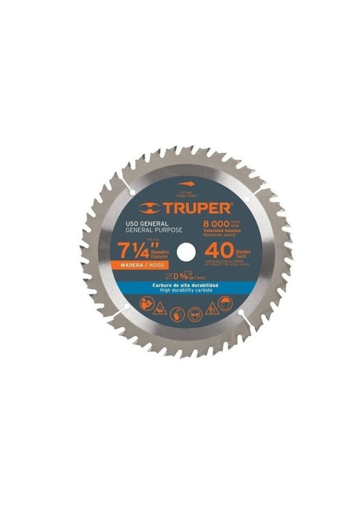 Disco Sierra Circular 7 1/4 Pulgadas 40 Dientes Truper-0