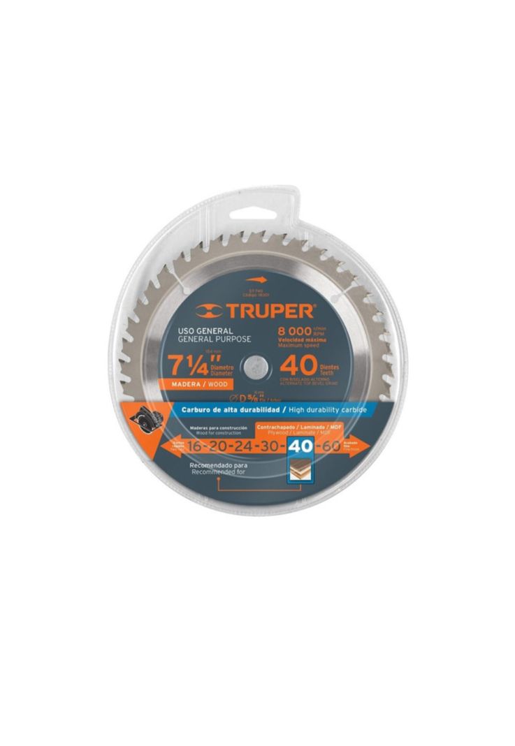 Disco Sierra Circular 7 1/4 Pulgadas 40 Dientes Truper-1