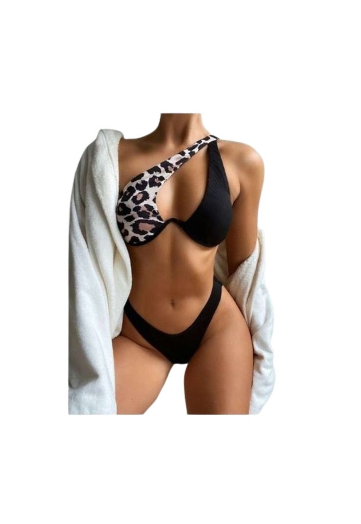 Traje Baño Bikini Alto Animal Print Con Aro Realce-0