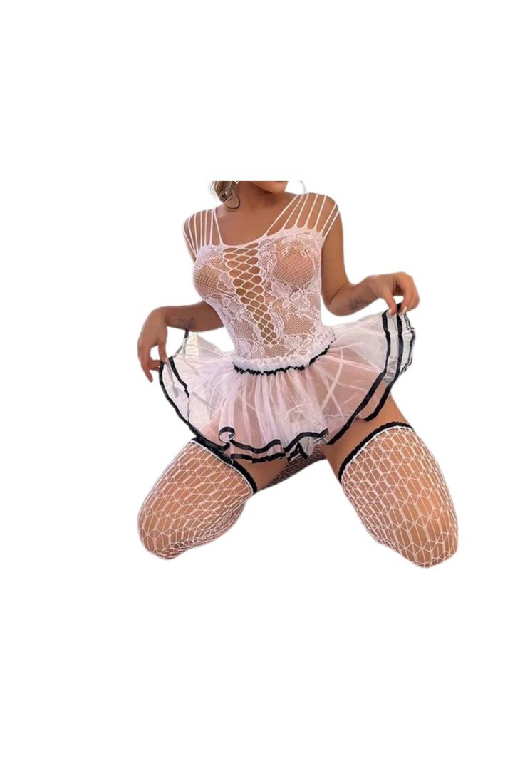 Lencería Sexy Vestido Malla Transparente Erótica Mujer-0