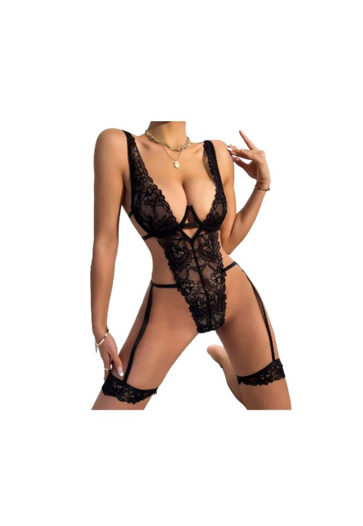 Lenceria Erotica De Encaje, Babydolls Entrepierna Abierta-1