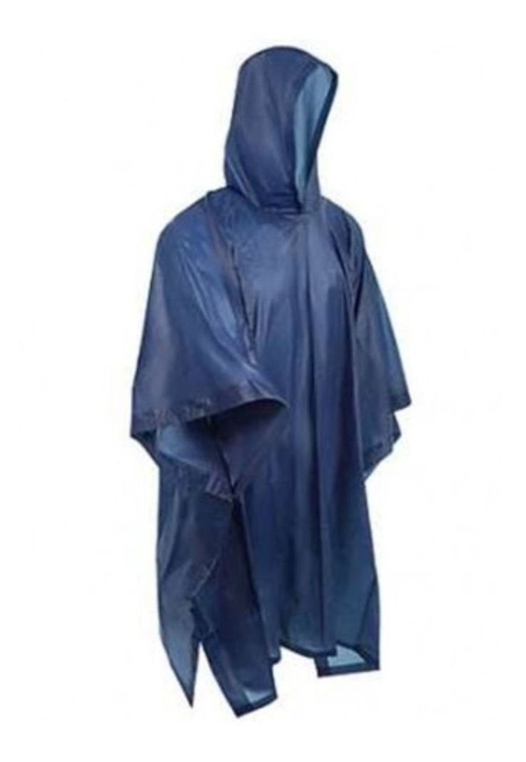 Poncho Impermiable Engomado Lluvia Azul Talla Unica-0