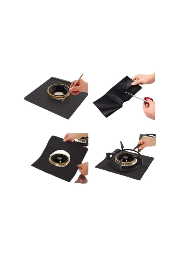 Protector Antiadherente Estufa 4pzs Antiderrame Negro-2