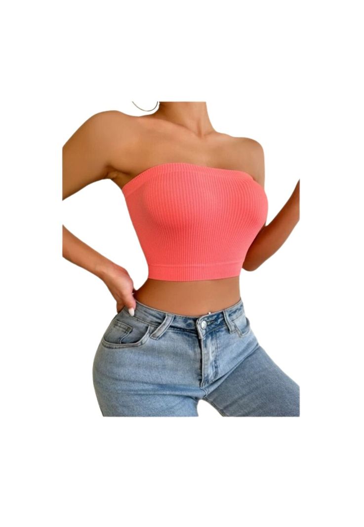 Crop Top Sujetador Unicolor Tejido Rosado Sandia-0