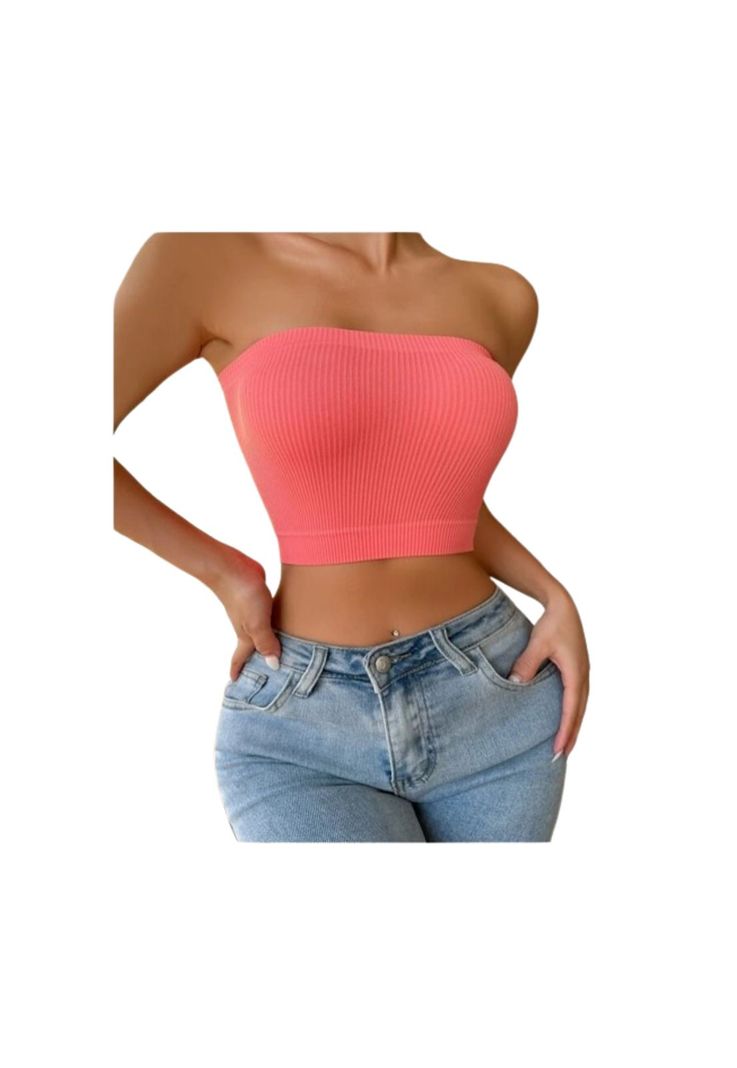 Crop Top Sujetador Unicolor Tejido Rosado Sandia-1