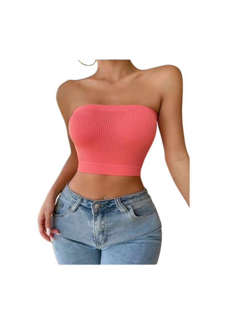 Crop Top Sujetador Unicolor Tejido Rosado Sandia-2