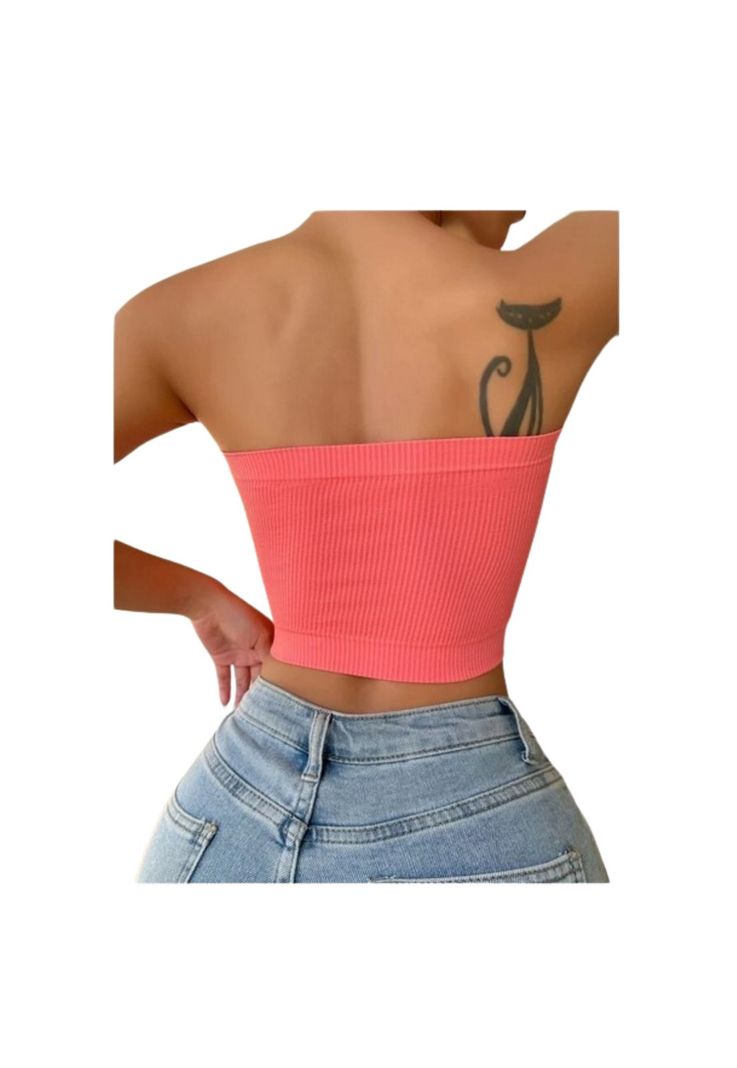 Crop Top Sujetador Unicolor Tejido Rosado Sandia-3