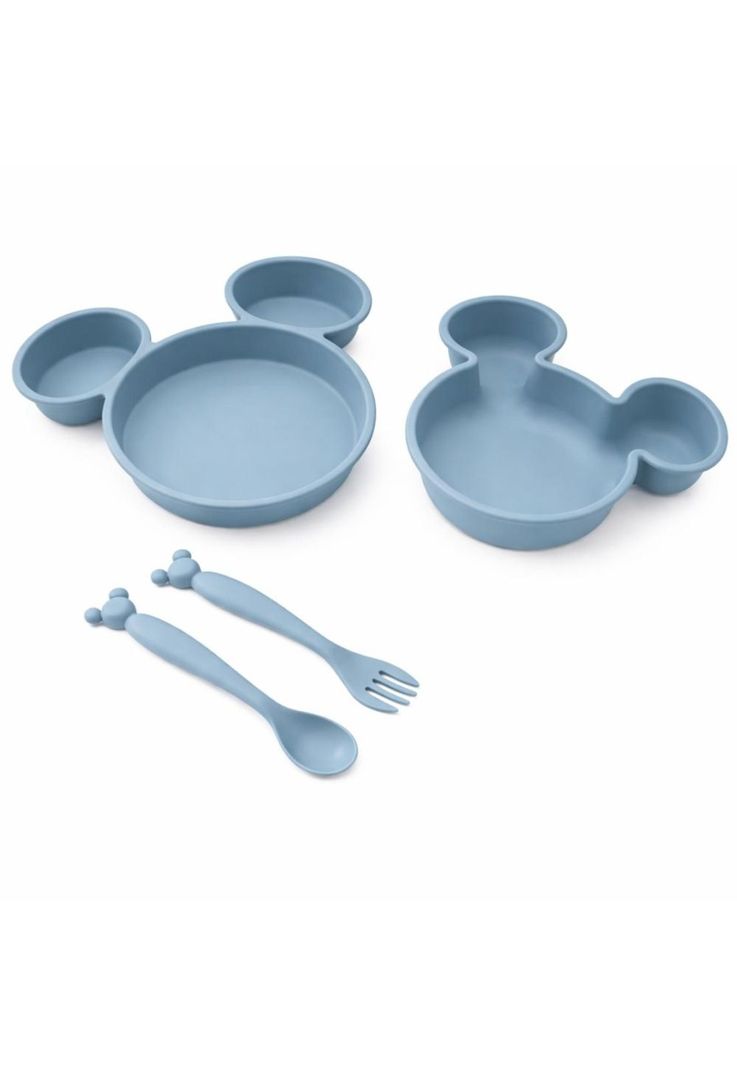Set Alimentacion Bebe 4 Piezas Vajilla Infantil Azul