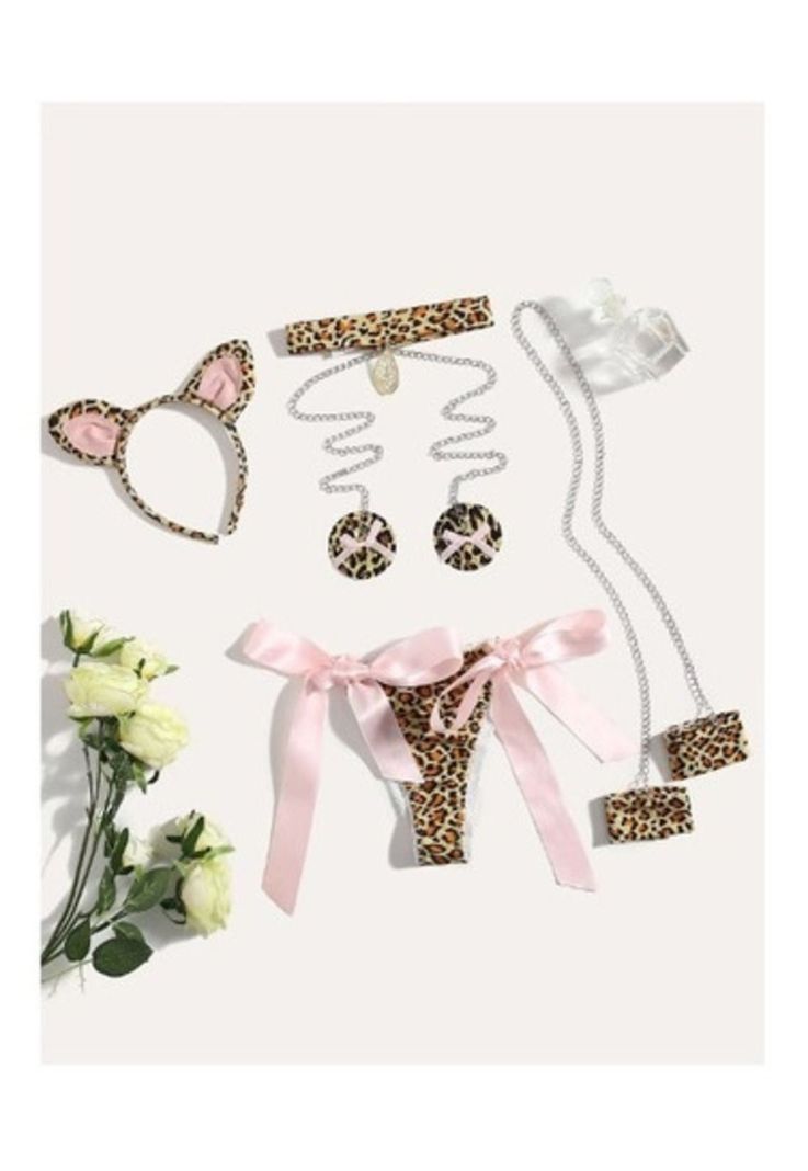 Set Lencería Sexy Leopardo Mujer Cadenas-0