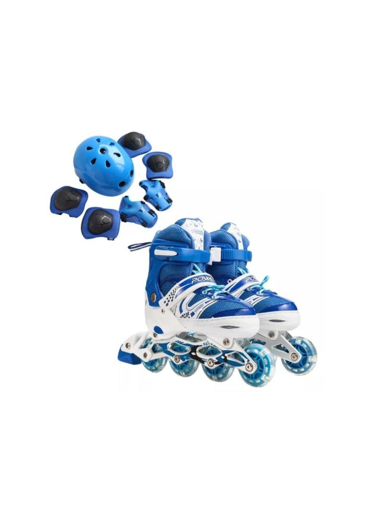 Patines Lineales Ajustables Con Luz+Kit De Protección Niños-3