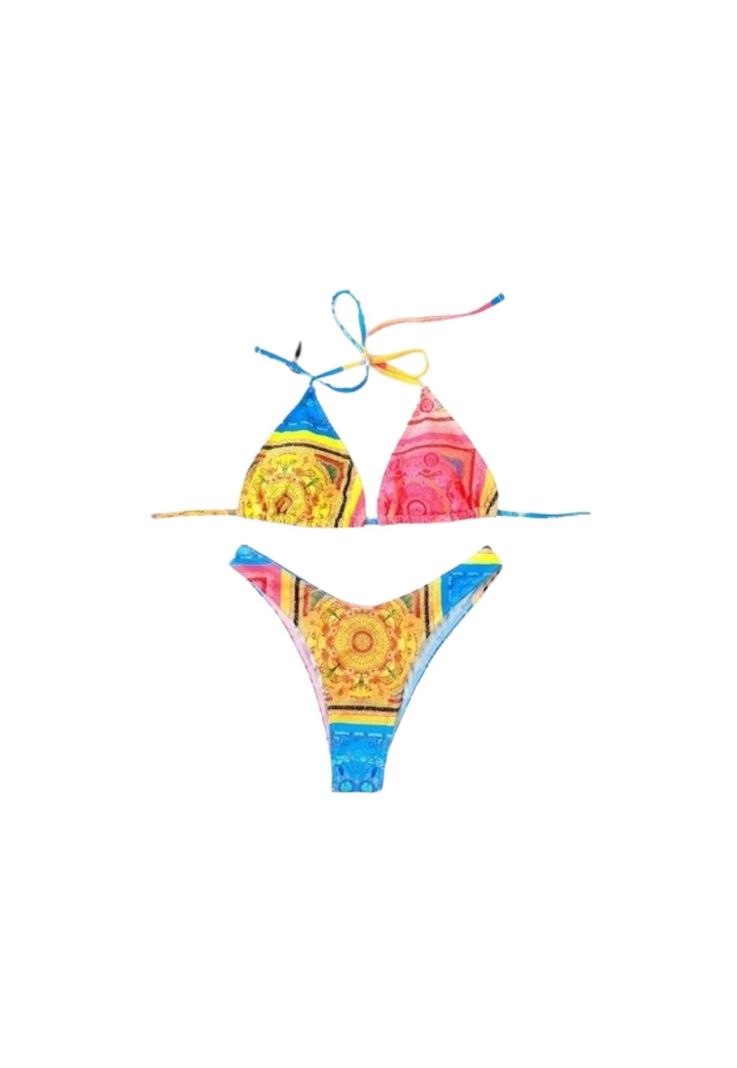 Traje Baño Tiro Alto Realce Con Almohadillas Multicolor Sexy-0