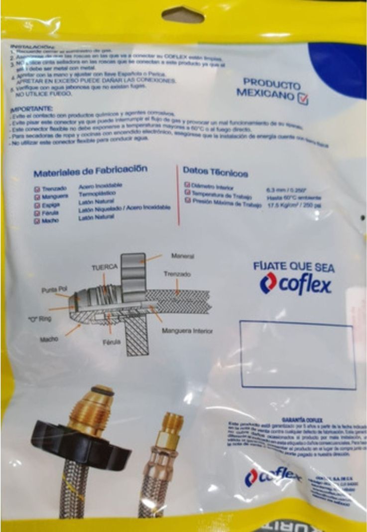 Flexible Gas Coflex Para Cilindro De 45kg Certificado Sec-4