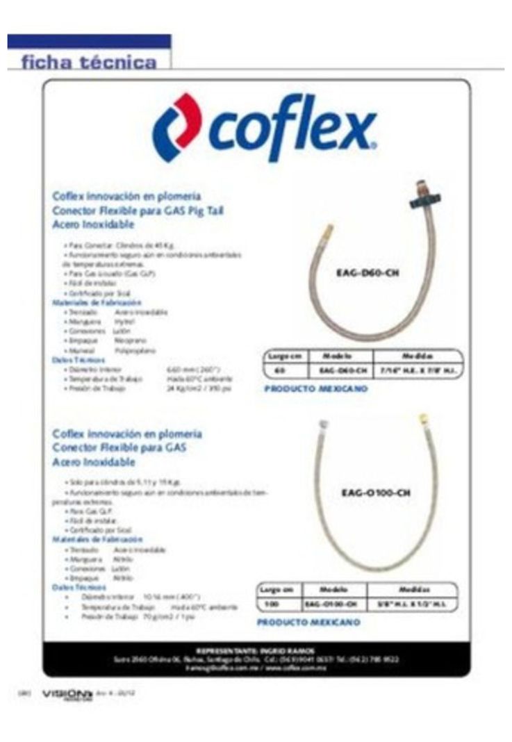 Flexible Gas Coflex Para Cilindro De 45kg Certificado Sec-5