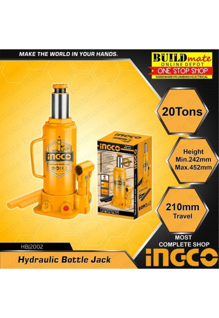 Gata Hidraulica Botella Industrial 20 Toneladas Ingco-3