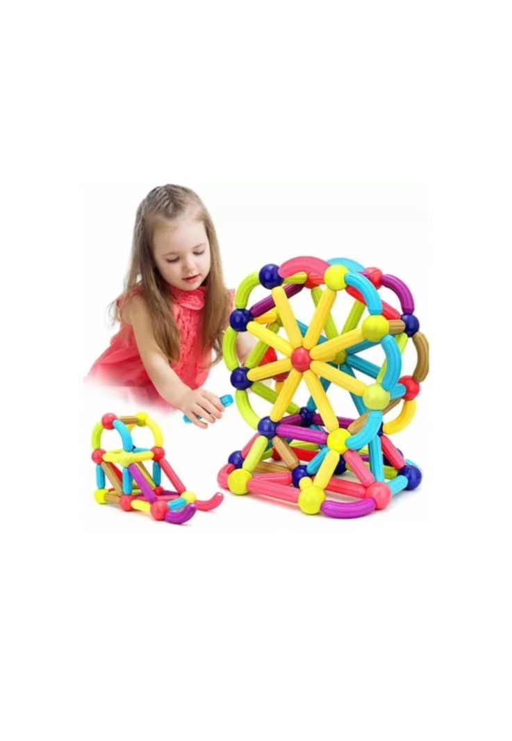 JUEGO DIDACTICO BLOQUES MAGNETICOS CONSTRUCCION 180PCS NIÑOS-0