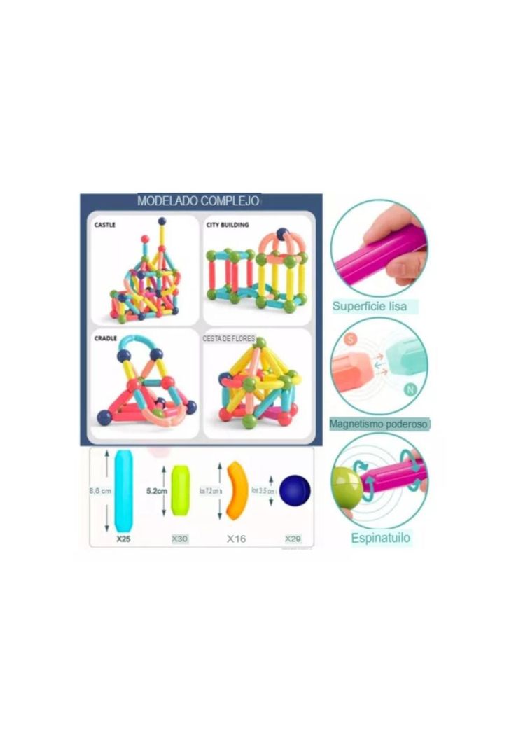 JUEGO DIDACTICO BLOQUES MAGNETICOS CONSTRUCCION 180PCS NIÑOS-1