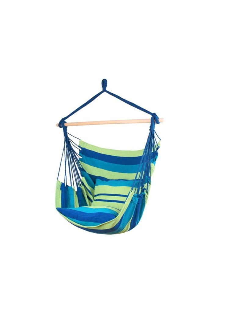 Silla hamaca colgante con cuerda + 2 cojines Columpio Jardín-0