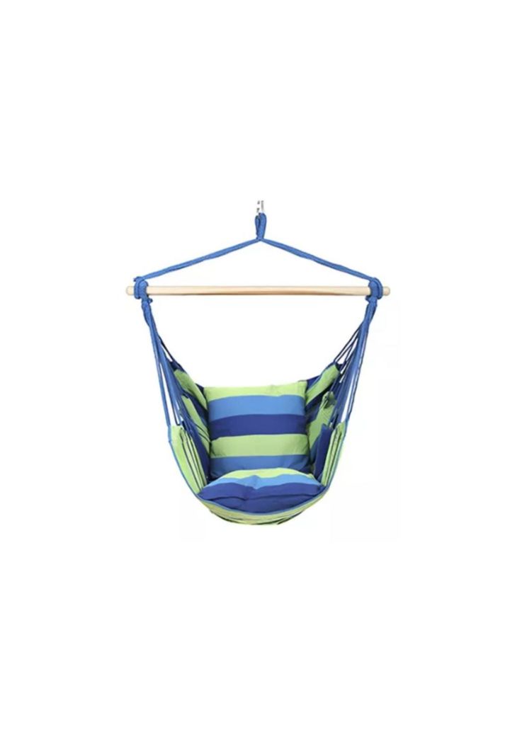 Silla hamaca colgante con cuerda + 2 cojines Columpio Jardín-1