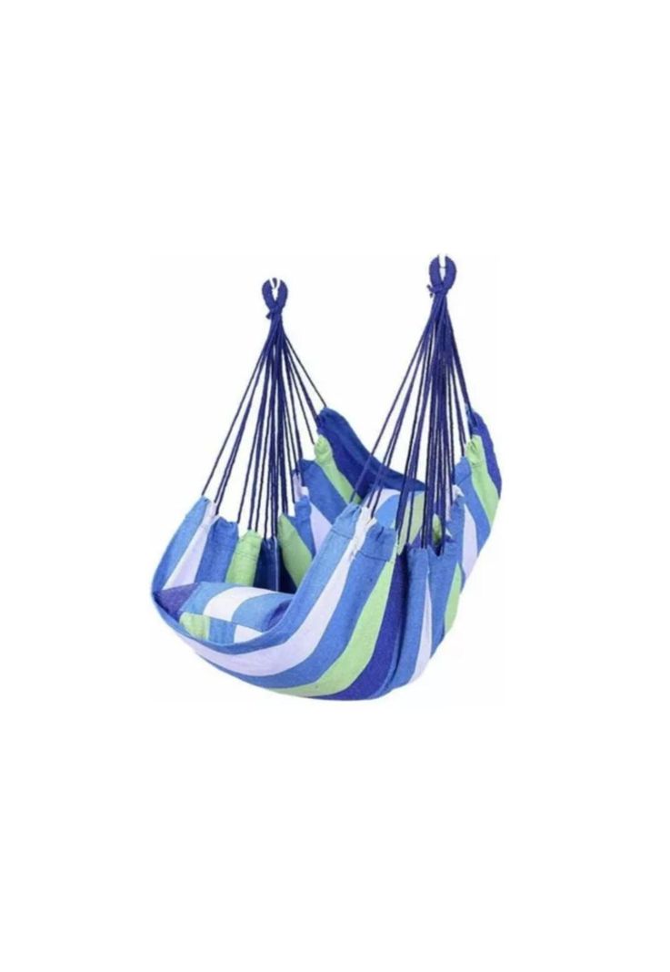 Silla hamaca colgante con cuerda + 2 cojines Columpio Jardín-4