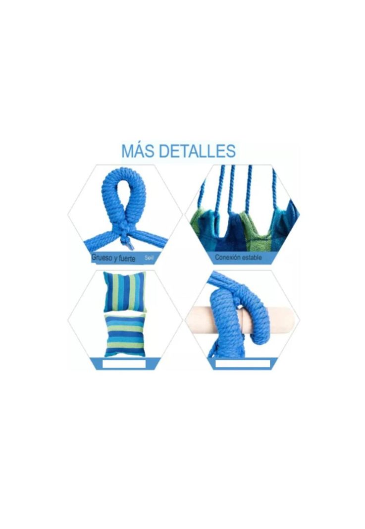 Silla hamaca colgante con cuerda + 2 cojines Columpio Jardín-8