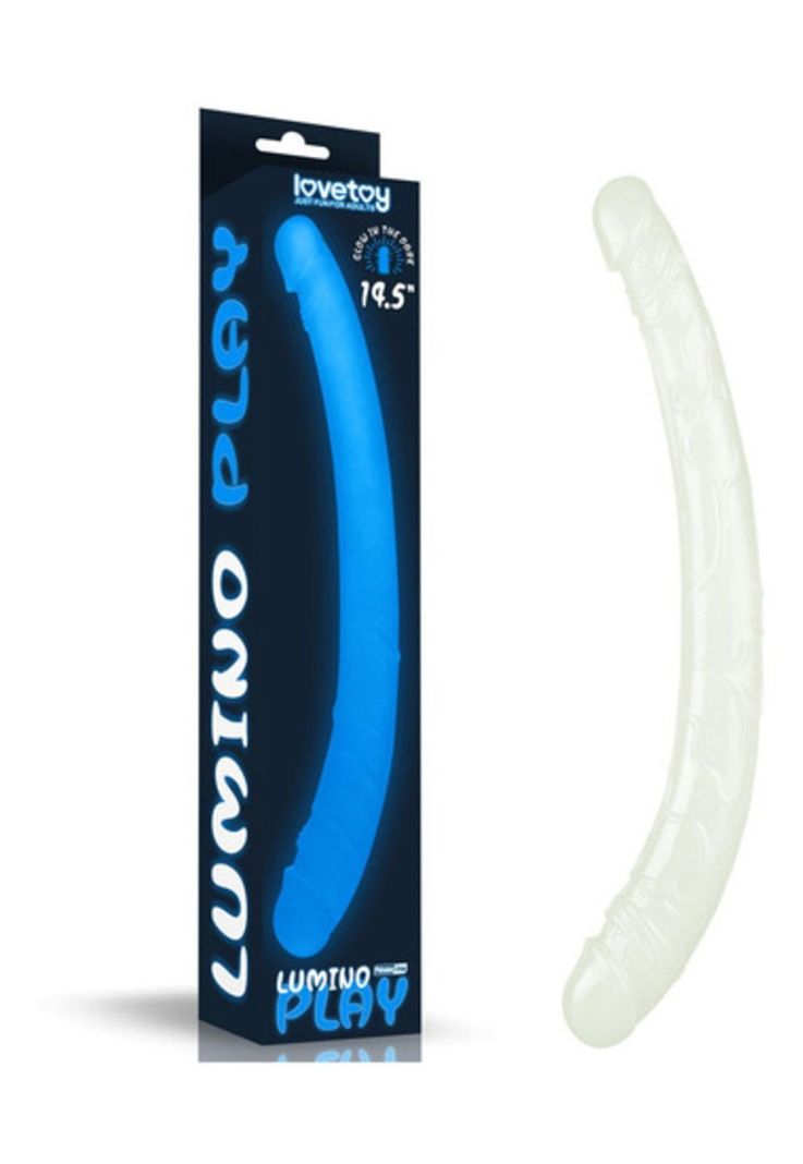 Dildo Doble Cabeza Texturizado Luminiscente Suave 33cm-0