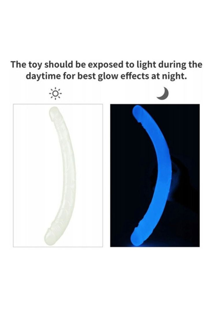 Dildo Doble Cabeza Texturizado Luminiscente Suave 33cm-1