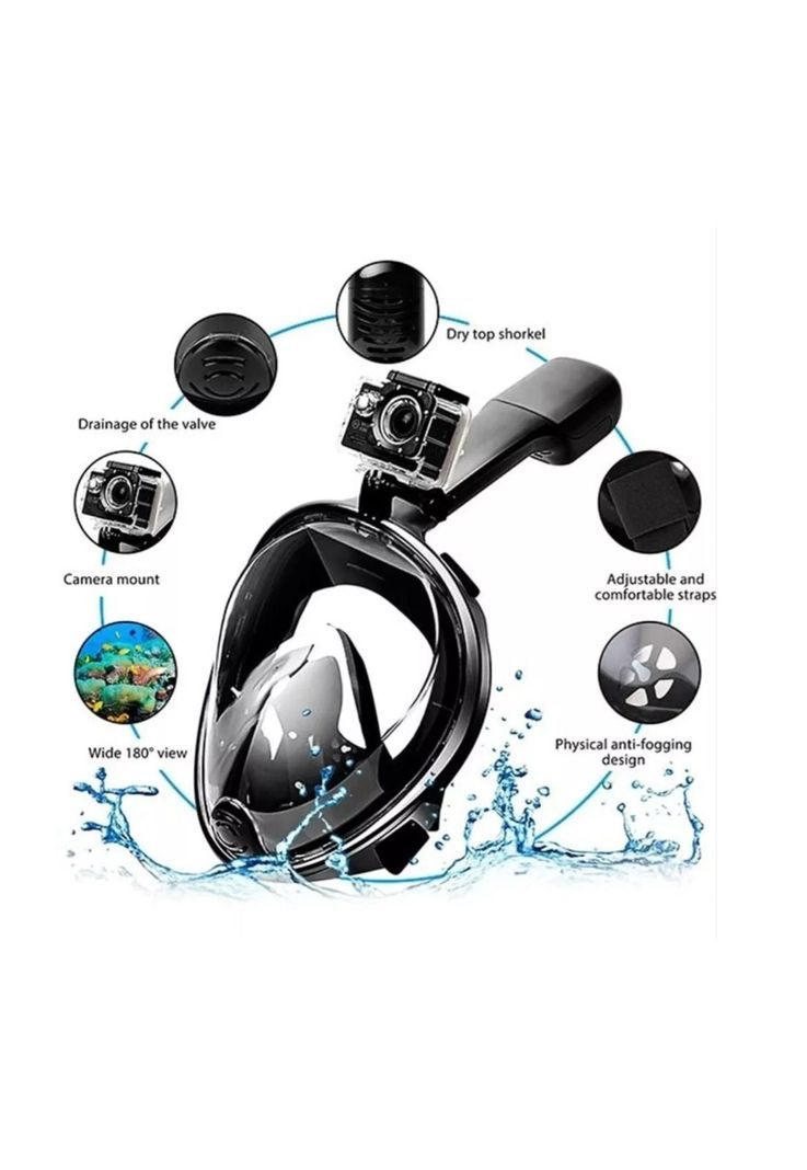 Mascara Snorkel Mascara Buceo Snorkel Fullface Go Pro-2