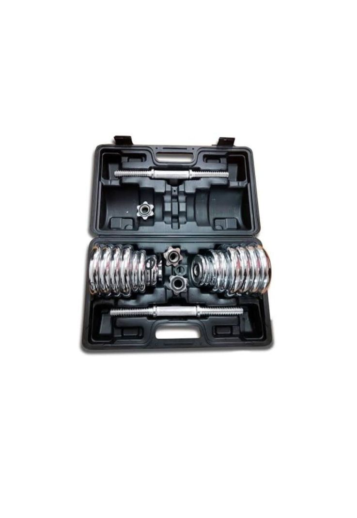 Set de Mancuernas Cromadas Ajustables de 30kg + Maletín-2