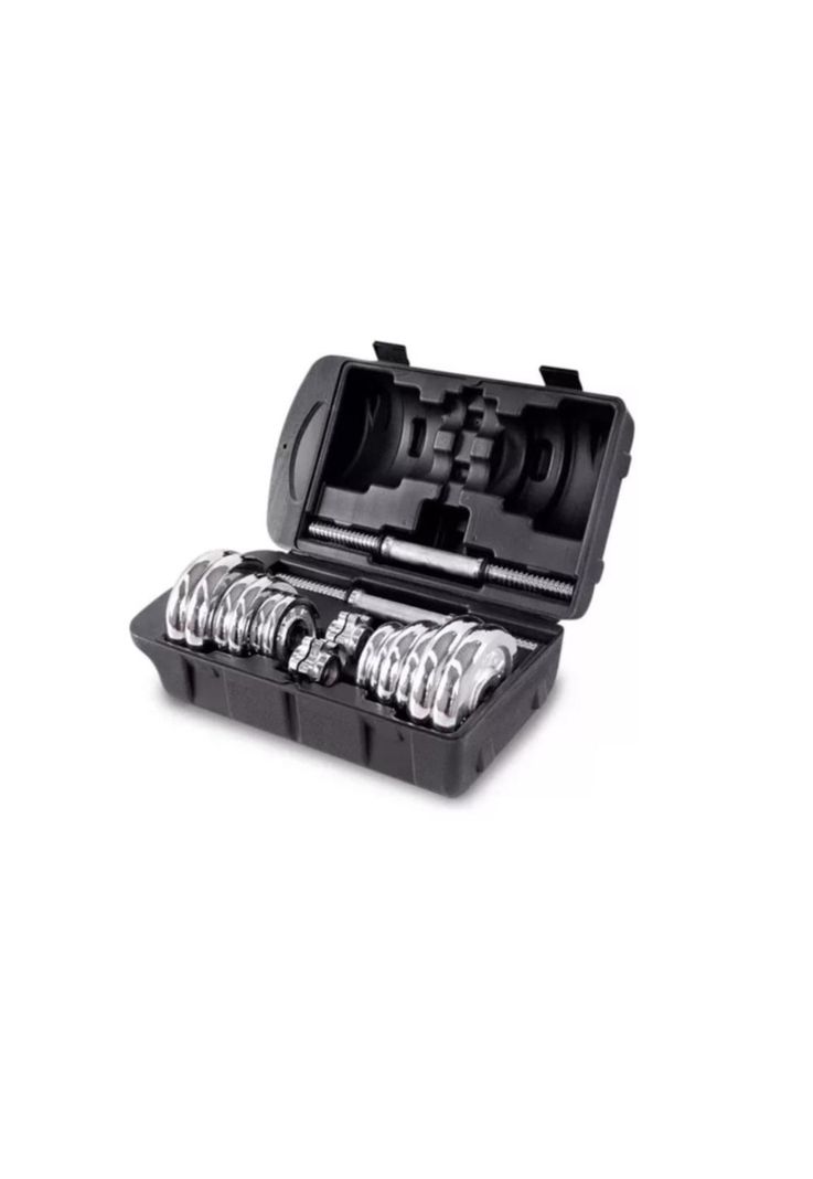 Set de Mancuernas Cromadas Ajustables de 30kg + Maletín-4