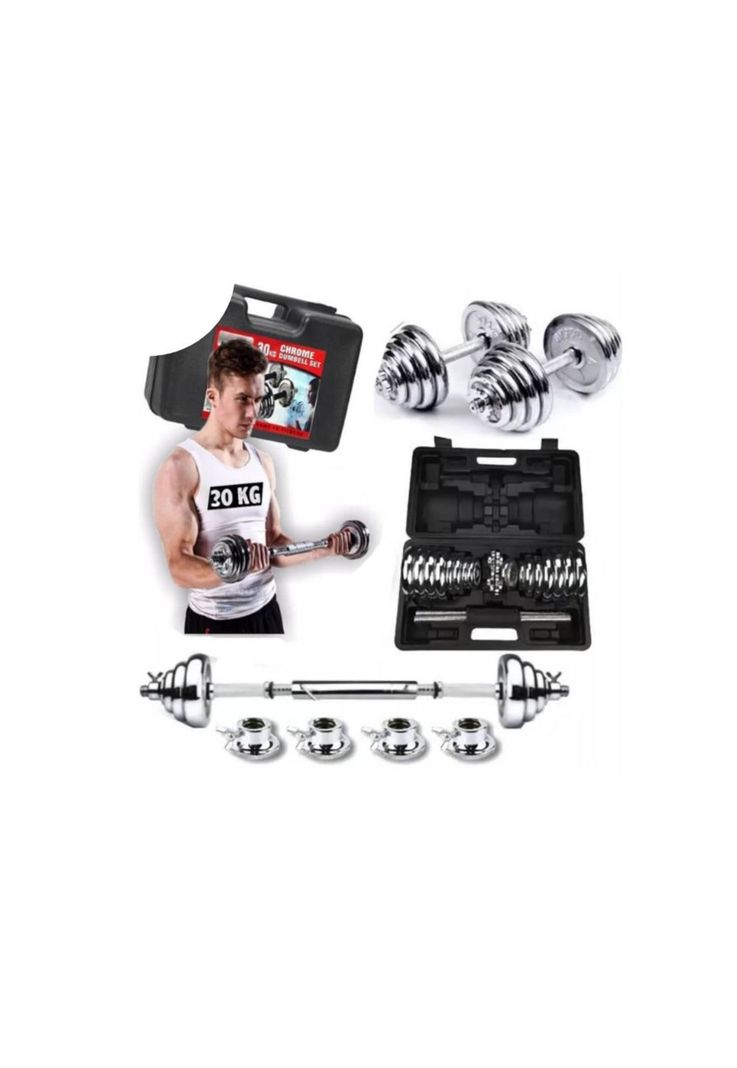 Set de Mancuernas Cromadas Ajustables de 30kg + Maletín-5