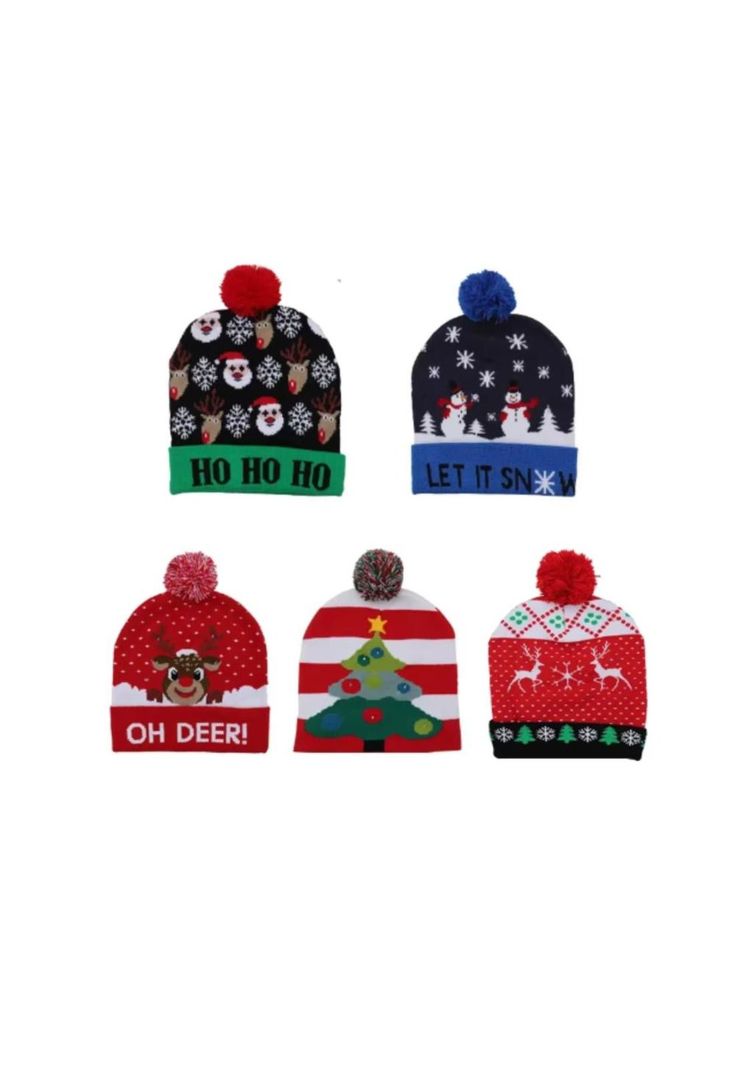 Pack de 3 Gorros de Navidad con luces Led Surtido Santa-2