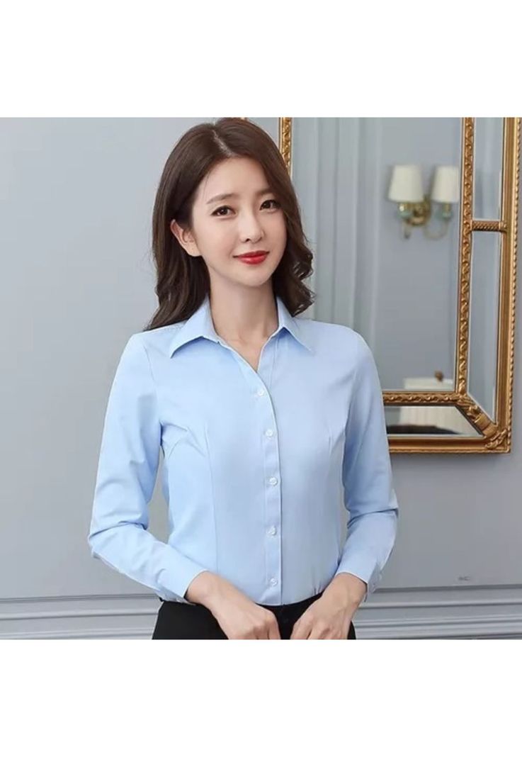 Blusa De Vestir Formal Para Mujer Para Trabajar Manga Larga-1