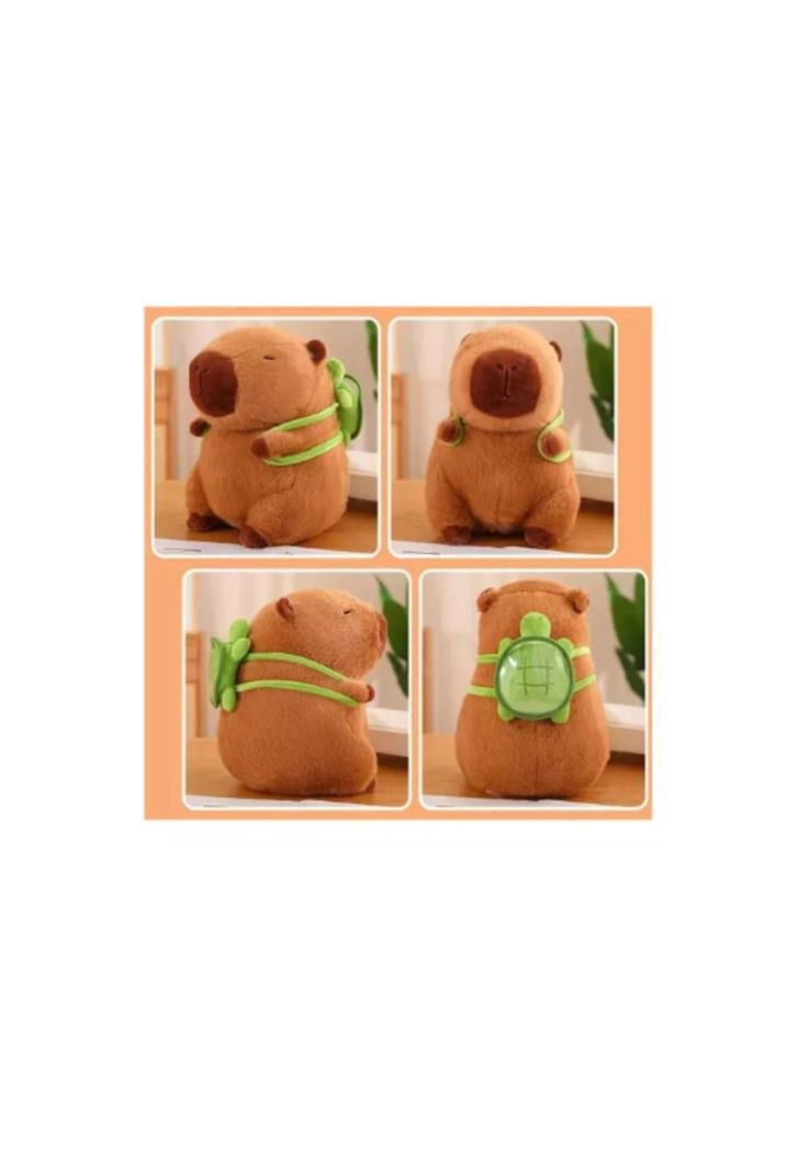muñeco de peluche Capibara de Felpa con mochila tortuga 23cm-1