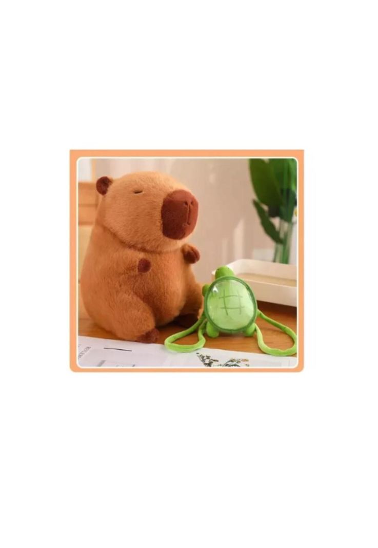 muñeco de peluche Capibara de Felpa con mochila tortuga 23cm-2