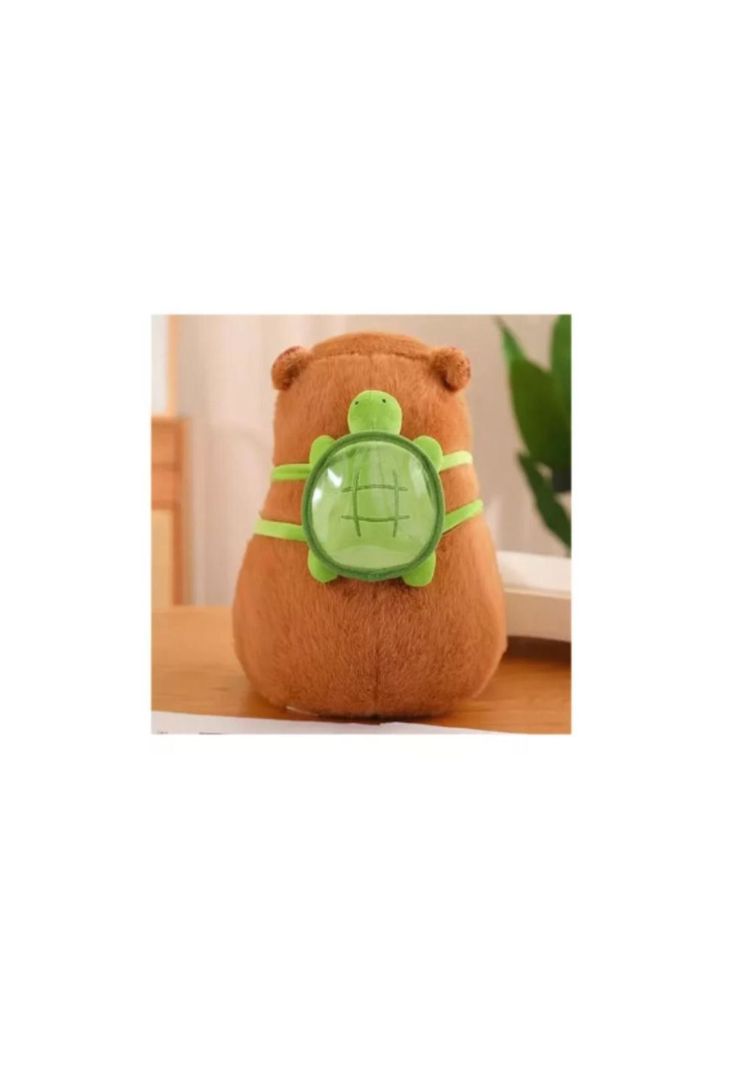 muñeco de peluche Capibara de Felpa con mochila tortuga 23cm-5