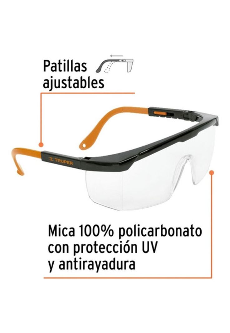 Lentes De Seguridad Ajustables Transparentes, Truper Classic-1