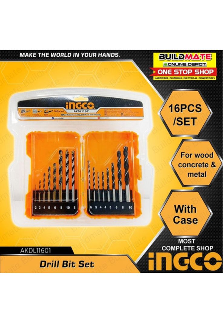 Set De Brocas 16pcs Metal/concreto/madera Ingco Profesional-2