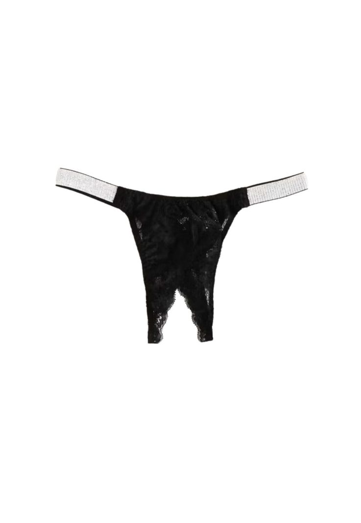 Tanga Colaless Entrepierna Abierta Encaje Y Cinta Brillante-3