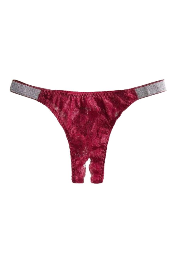 Tanga Colaless Entrepierna Abierta Encaje Y Cinta Brillante-6