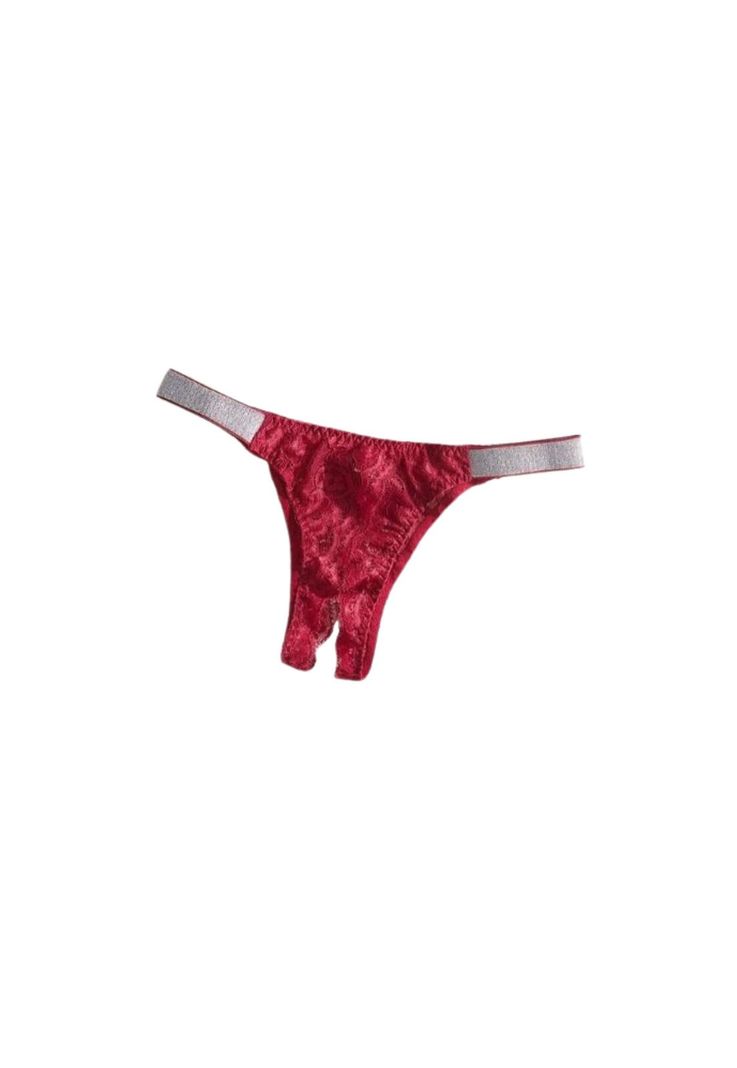 Tanga Colaless Entrepierna Abierta Encaje Y Cinta Brillante-7