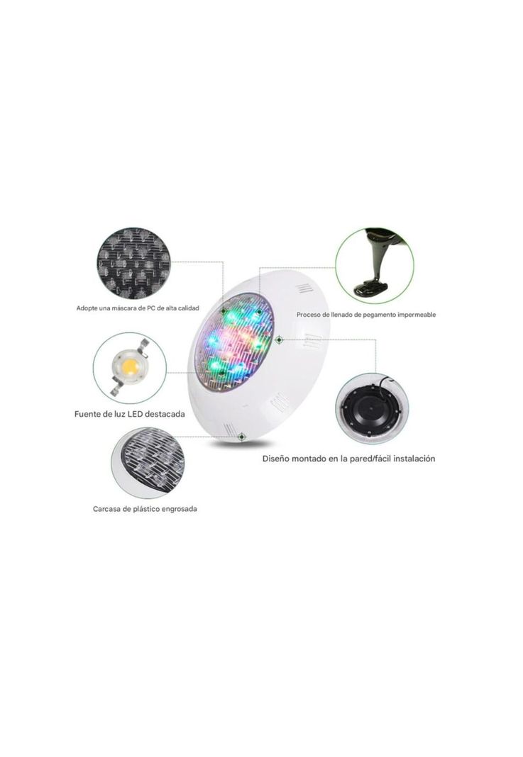 Foco Luz Led de Piscina con Control Remoto 24w Multicolor-2