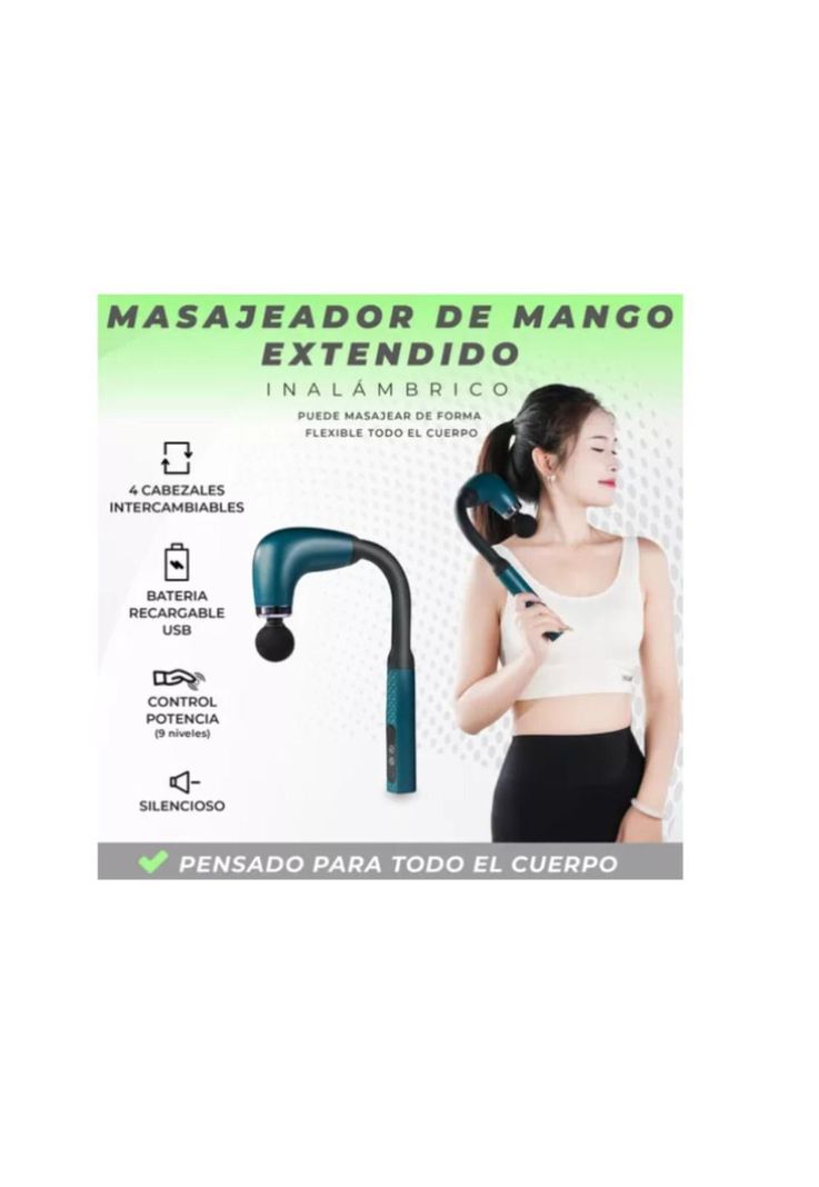 Masajeador Pistola Muscular con Mango Extendido Recargable-3