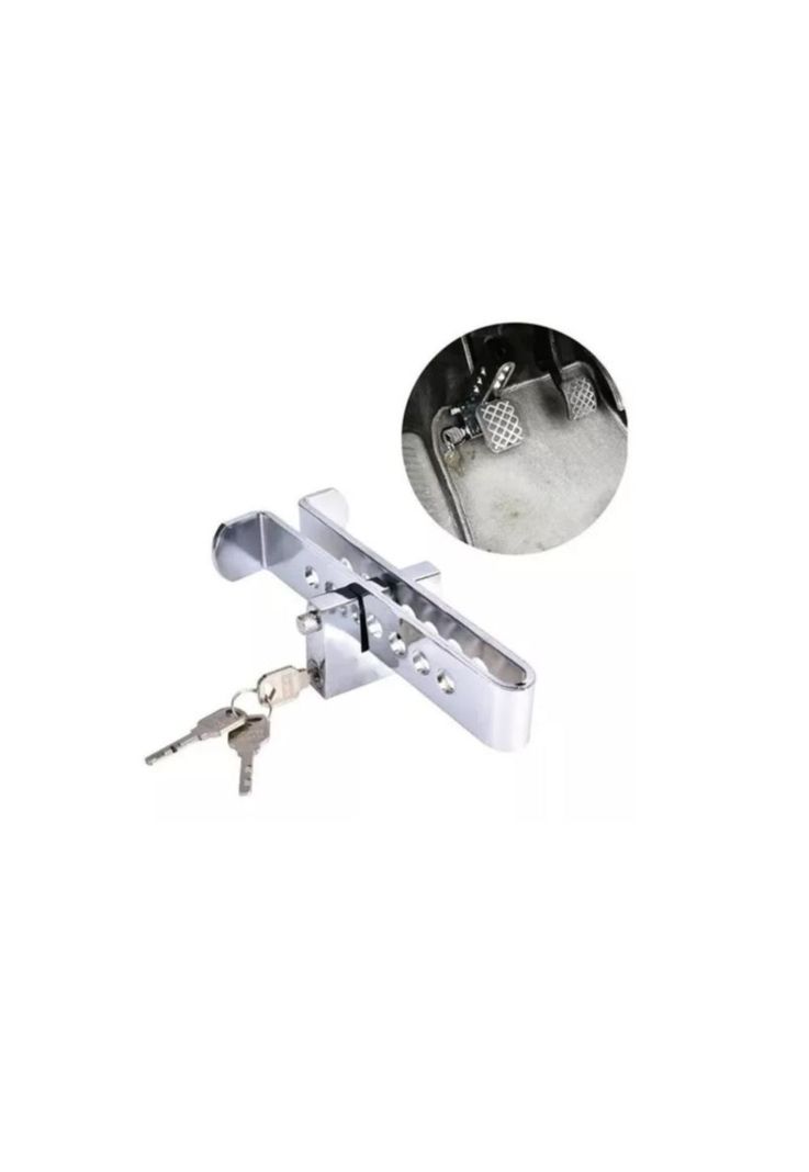 Traba Pedal + Candado + Llaves Seguridad Auto Anti Robo-0