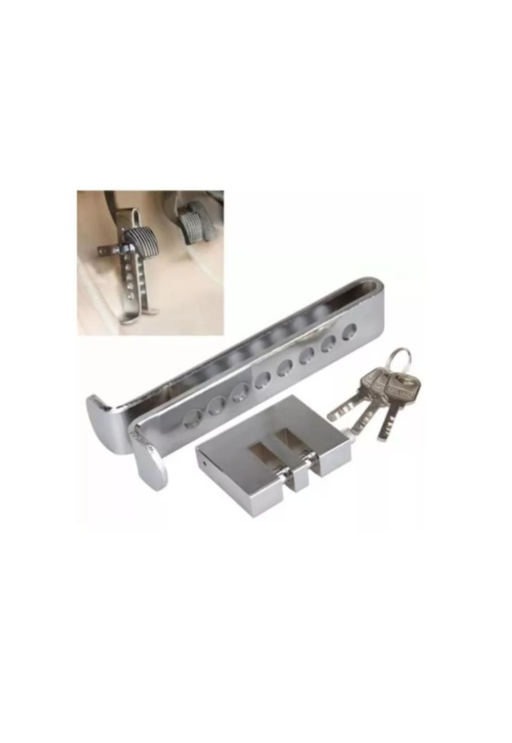 Traba Pedal + Candado + Llaves Seguridad Auto Anti Robo-1