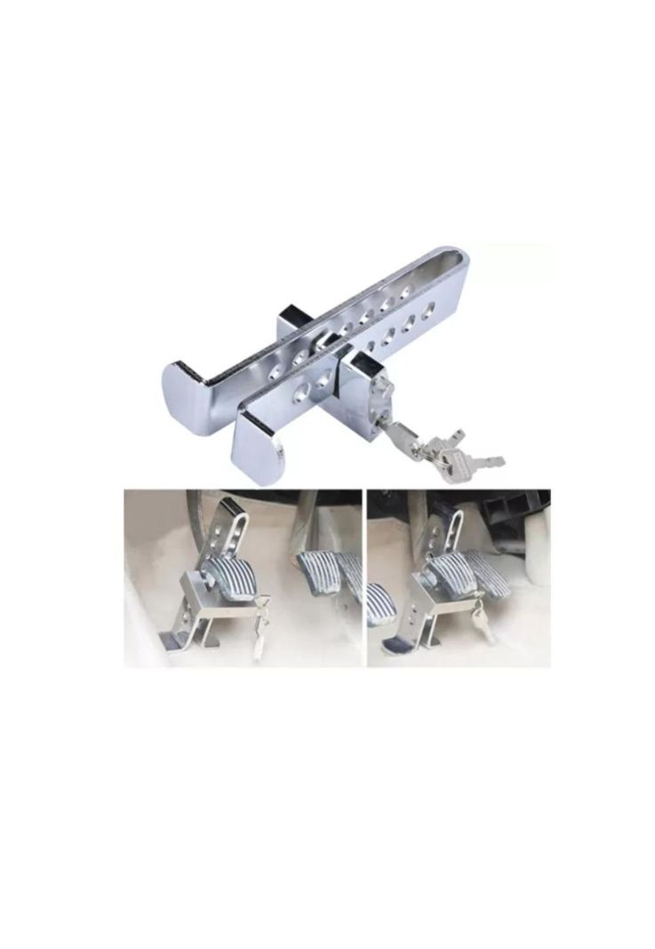 Traba Pedal + Candado + Llaves Seguridad Auto Anti Robo-2