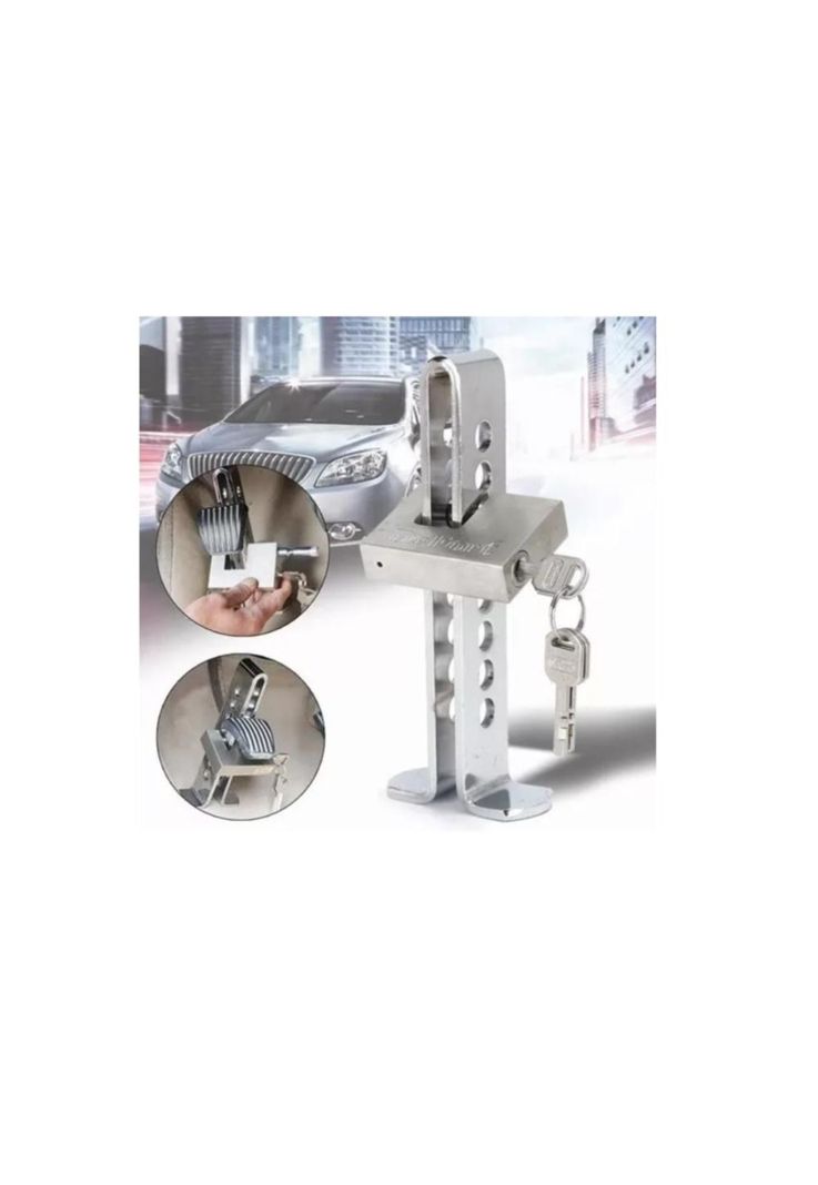 Traba Pedal + Candado + Llaves Seguridad Auto Anti Robo-3