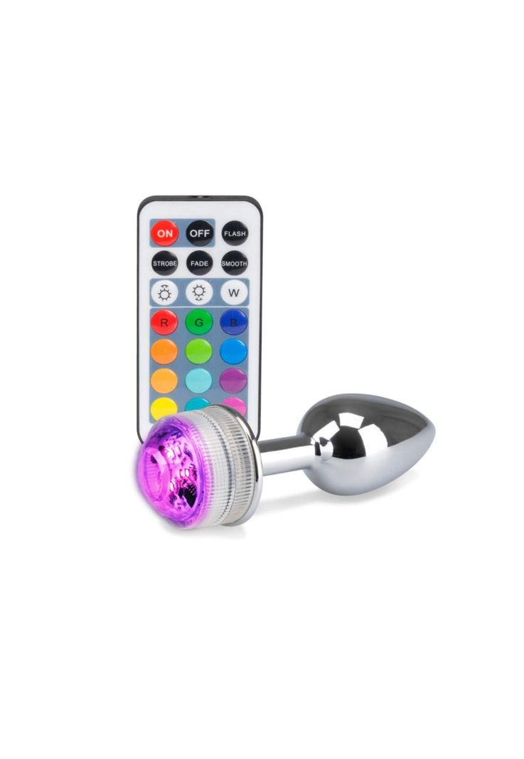 Plug Anal Luz Led Metalizado Dilatador Anal Control De Luces-1